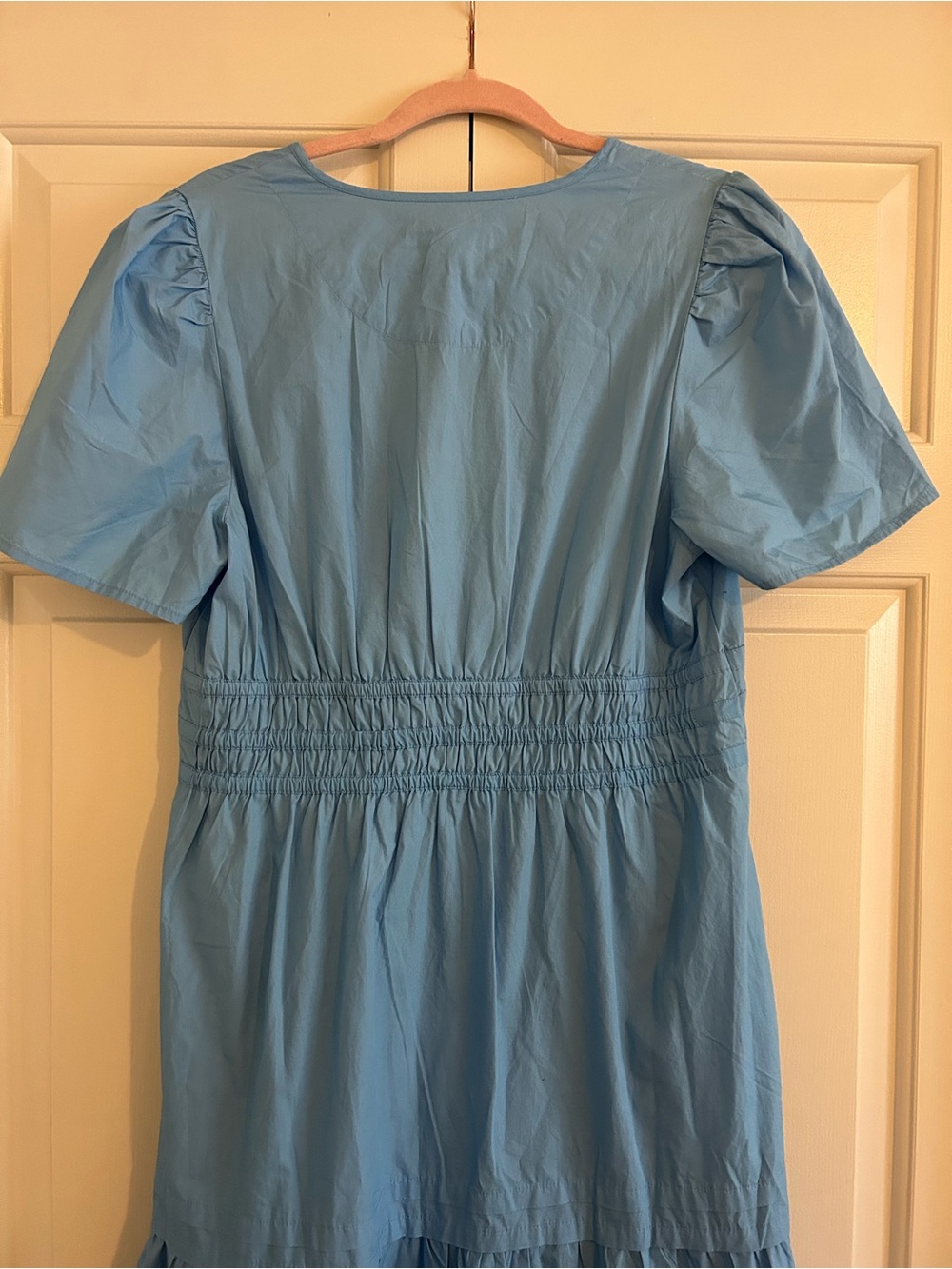 Quince NWT 100% Organic Cotton Poplin Tiered Maxi Dress Light Blue, Size L - Picture 10 of 13